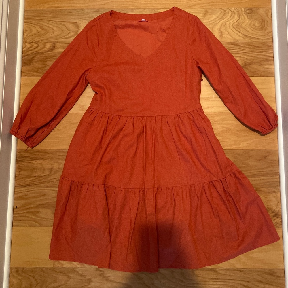 Orange mini babydoll dress